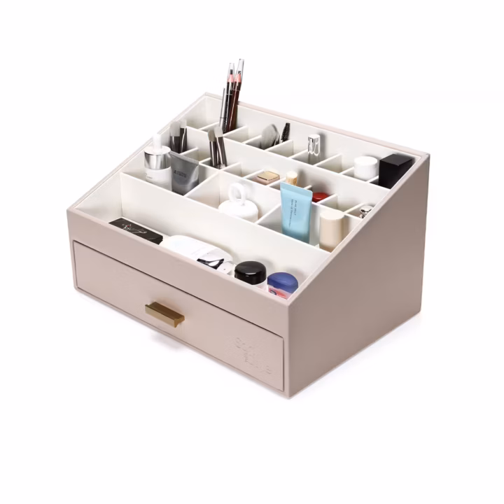 SortWithStyle Luxury Taupe Cosmetic Organizer Side-View1