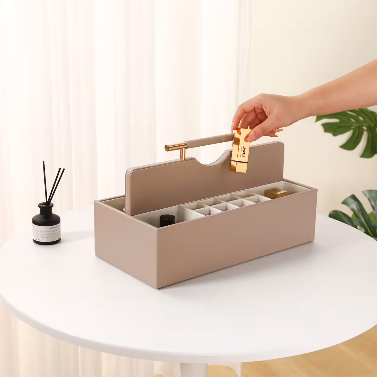 SortWithStyle Luxury Taupe Skincare Organizer Real Size