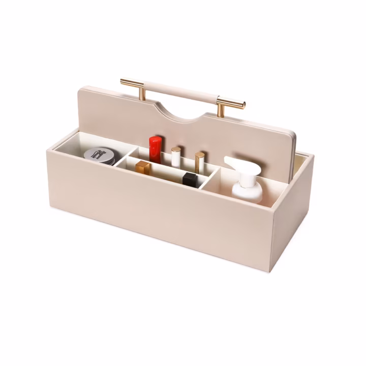 SortWithStyle Luxury Taupe Skincare Organizer front-view